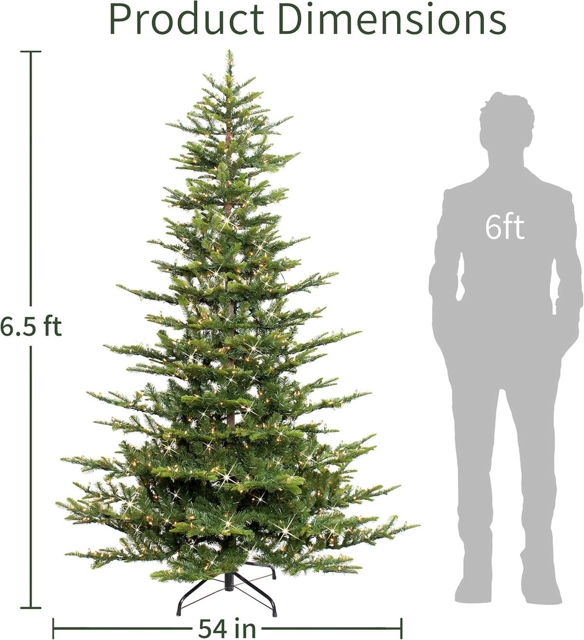 puleo international 6.5ft pre-lit aspen fir artificial christmas shown in use