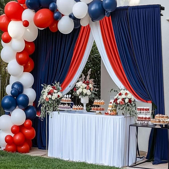 20×14ft Wrinkle Free Navy Blue Backdrop Curtain for Wedding Parties,4 Panels 5×14ft Height Soft Silky Polyester Photo Backdrop Drapes Curtains for Birthday Photography Stage Events Background Cloth