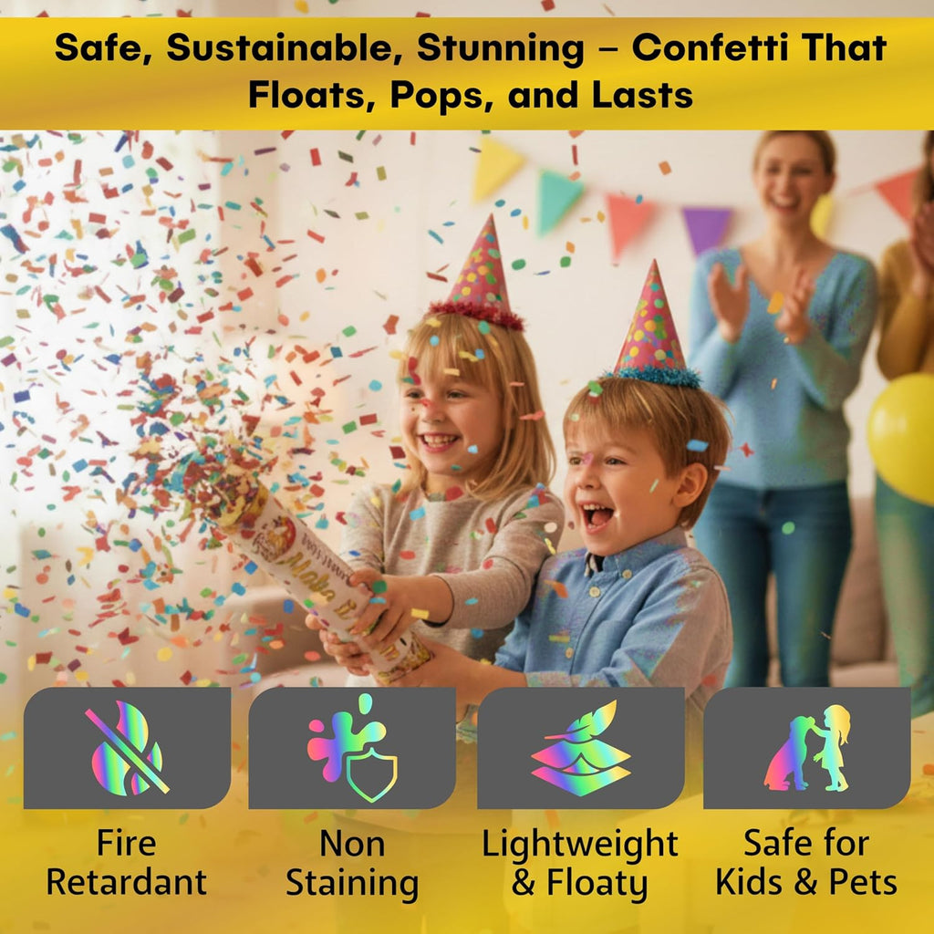 6 Pack 12 Inch Confetti Poppers, Biodegradable Confetti Popper Set for Wedding, Birthday Party Celebrations | Releases 15 ft in the Air