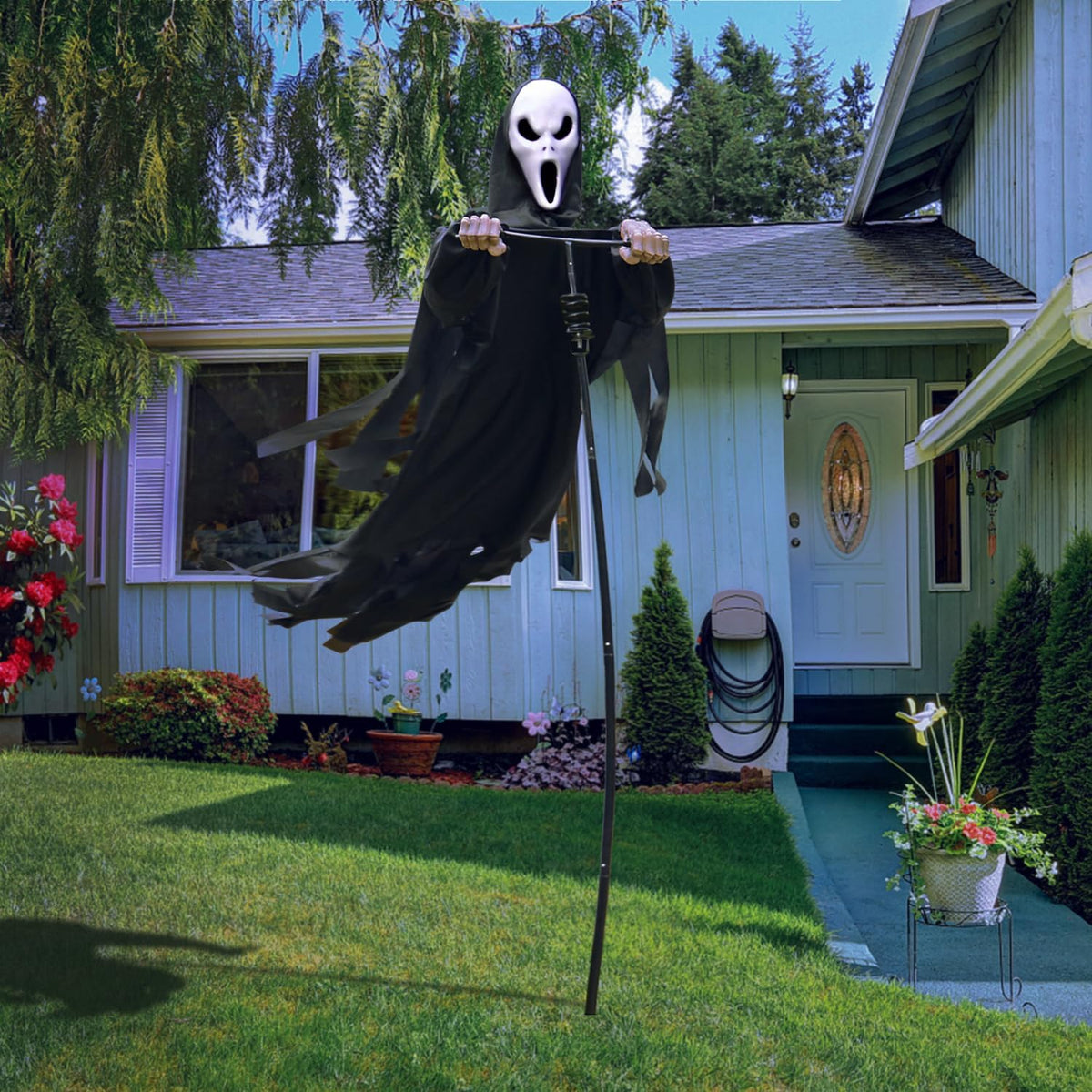 larpgears halloween scarecrow ghost outdoor decorations, 7.5ft halloween, main product view