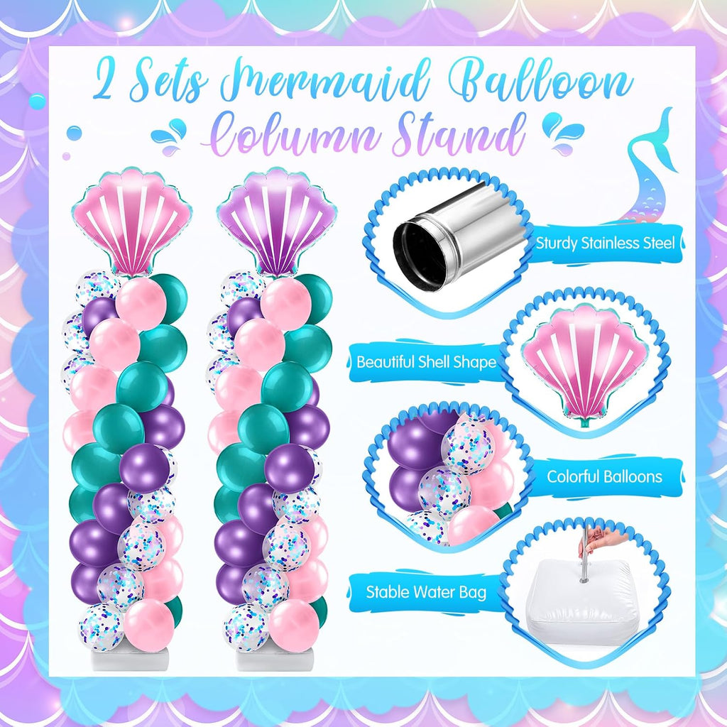 kasyat 2 set mermaid balloon column stand kit, side view