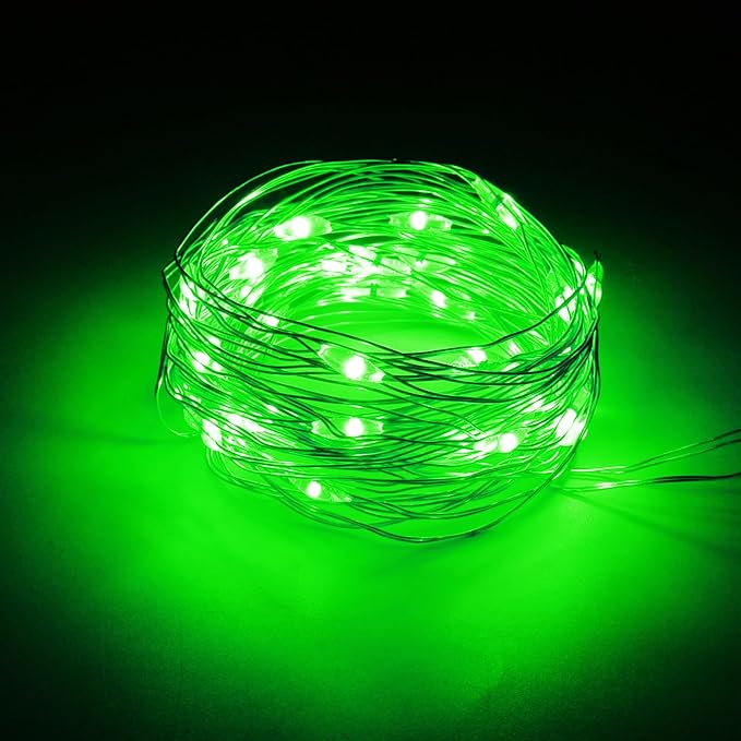 WATERGLIDE 12 Pack Fairy Lights Battery Operated (Included), 7 ft 20 LED Mini String Lights, Waterproof Silver Wire Firefly Starry Light for DIY Christmas St. Patricks Day Mason Jars Decor, Green