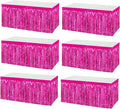 6 Pack 29x108 Inch Metallic Foil Fringe Tinsel Table Skirts Banner for Rectangle Tables Streamer Garland Curtains Backdrop for Wedding, Birthday, Parade Floats, Christmas Party Decoration(Fuchsia)