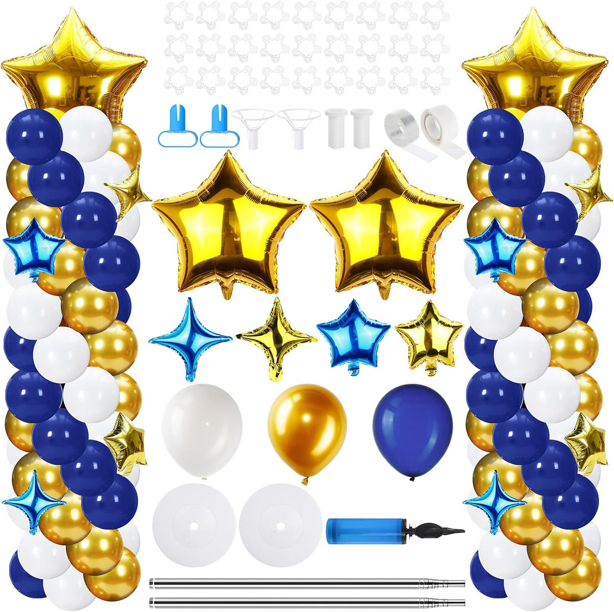 gejoy 110 pcs blue and gold balloon arch shown in use
