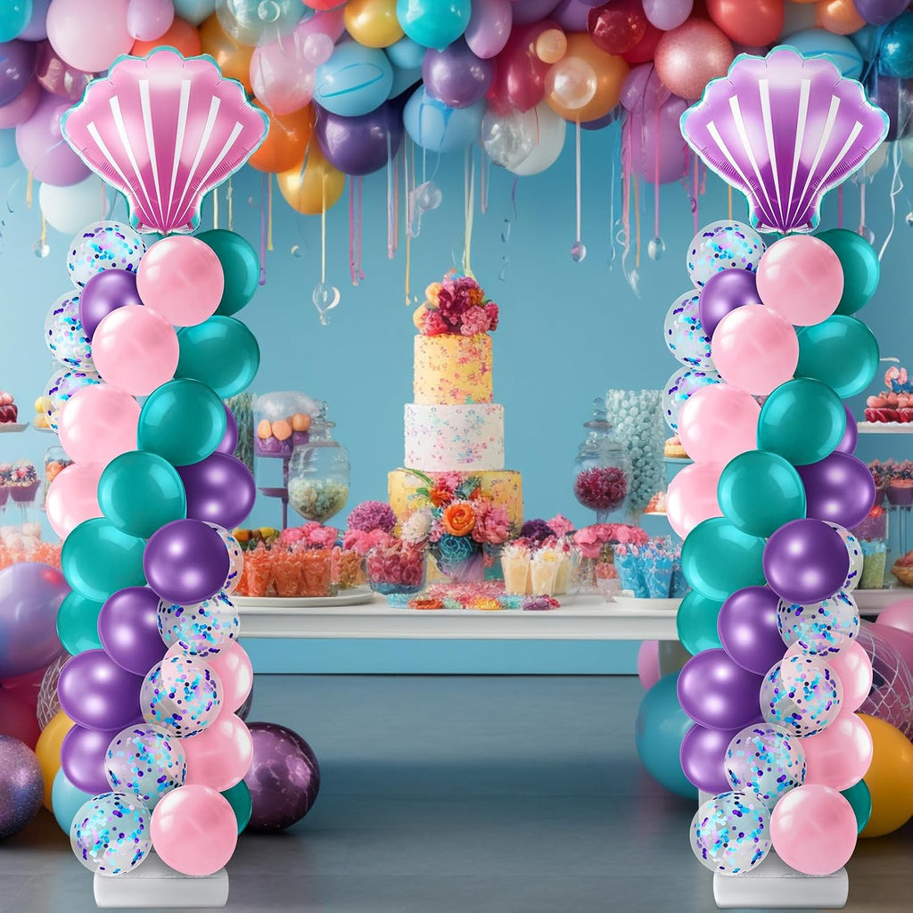 kasyat 2 set mermaid balloon column stand kit shown in use