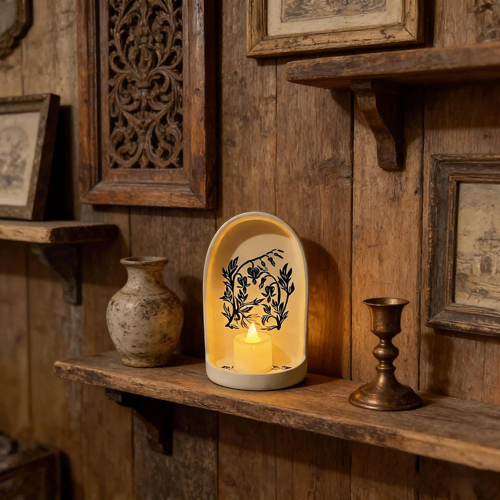 Sacred Wall Niche Collection, Handcrafted Hand-Shaped Ceramic Altar - Niche Decor & Candle Holder, Ideal Christmas/New Year Gift for Family Friends Colleagues (B)