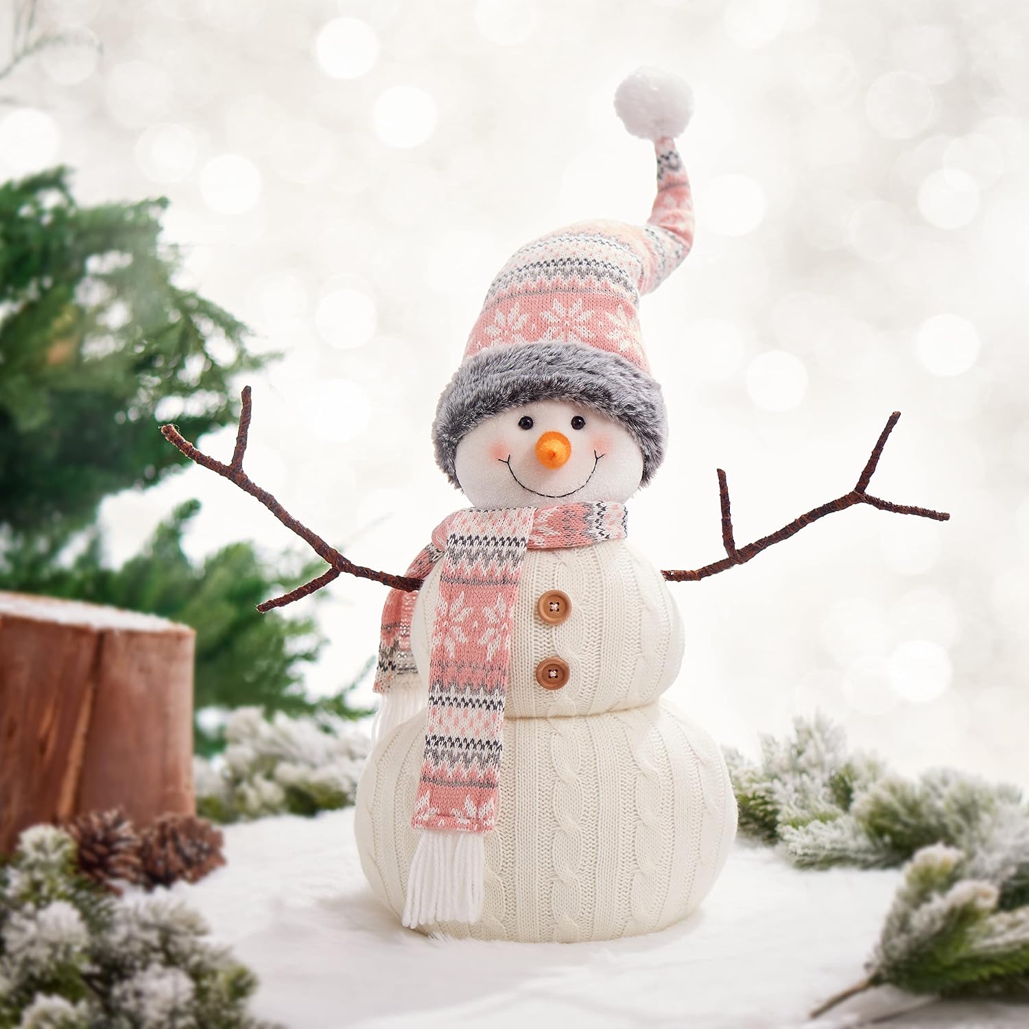 Christmas 2025 Animated Snowman Decorations, Xmas Handmade Plush Ornaments for Indoor, Home and Holiday, Present for Family and Friends