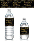 DISTINCTIVS Black and Gold 50th Birthday Water Bottle Labels – 20 Count – Waterproof – 50th Birthday Party Favors for Men and Women