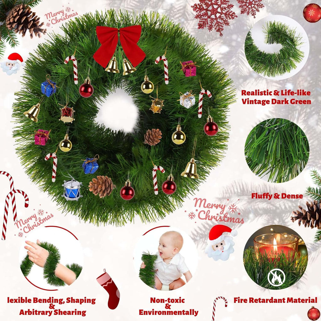250ft christmas green garland flower for christmas and, close-up detail