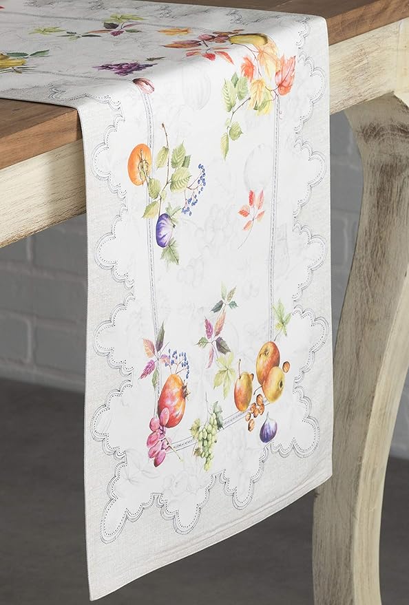 Maison d' Hermine Table Runner 100% Cotton Double Layer Table Runners 108 inches Long for Thanksgiving Christmas Decorations Home Kitchen Dining Party Wedding (Fruit D'Hiver, 14.5" x 108")