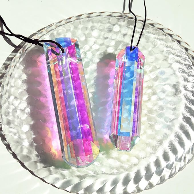5Pcs 3-inch Crystal Sun Catcher Prisms for Windows Garden Patio,AB Colored Hanging Suncatchers with Glass Prism Rainbow Maker Ideal