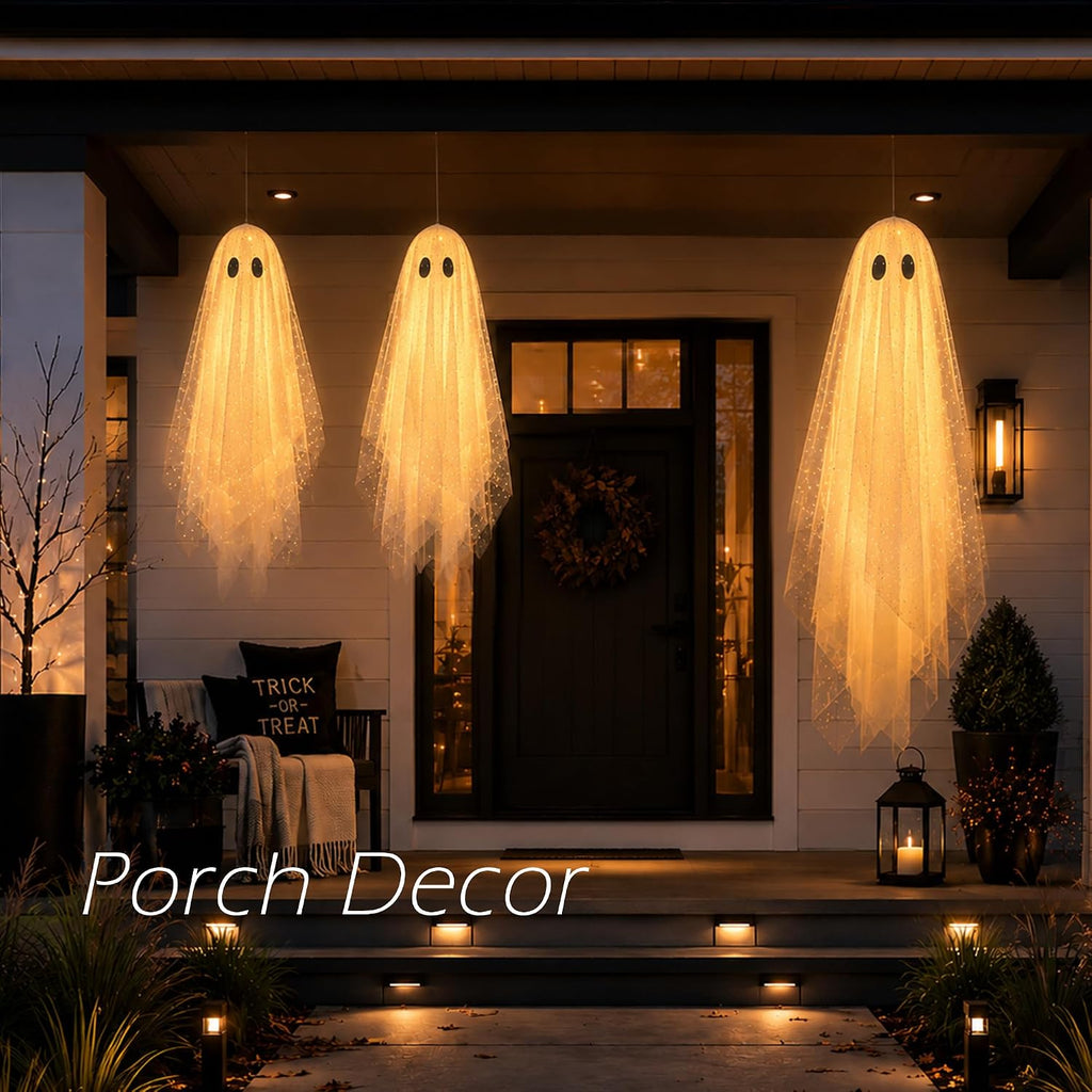 aygxu halloween decorations outdoor/indoor-3pcs hanging ghost decor with shown in use