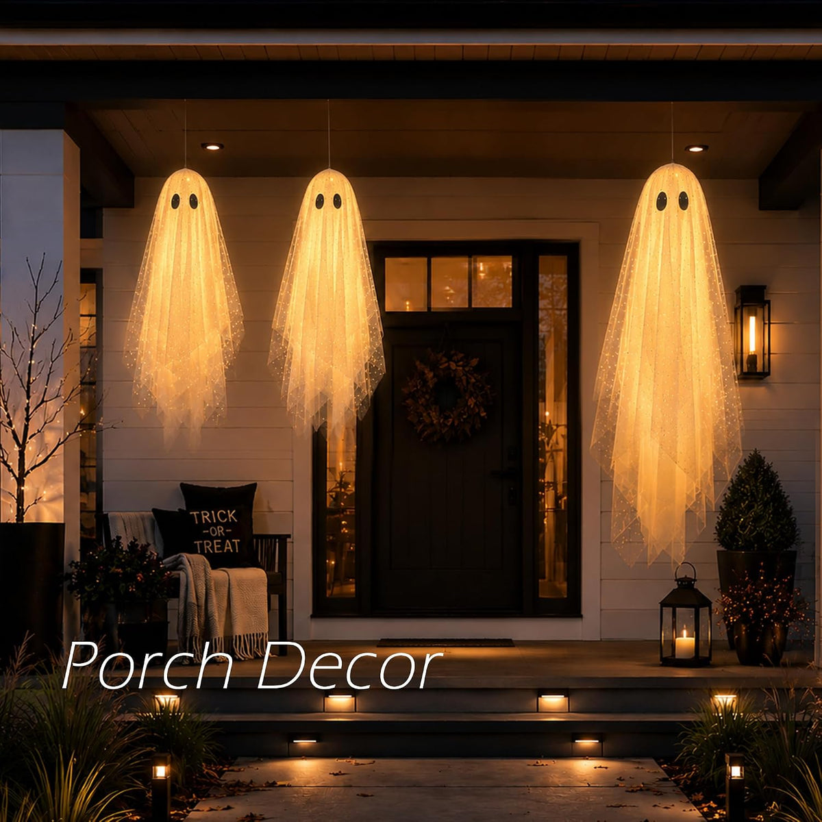 aygxu halloween decorations outdoor/indoor-3pcs hanging ghost decor with shown in use