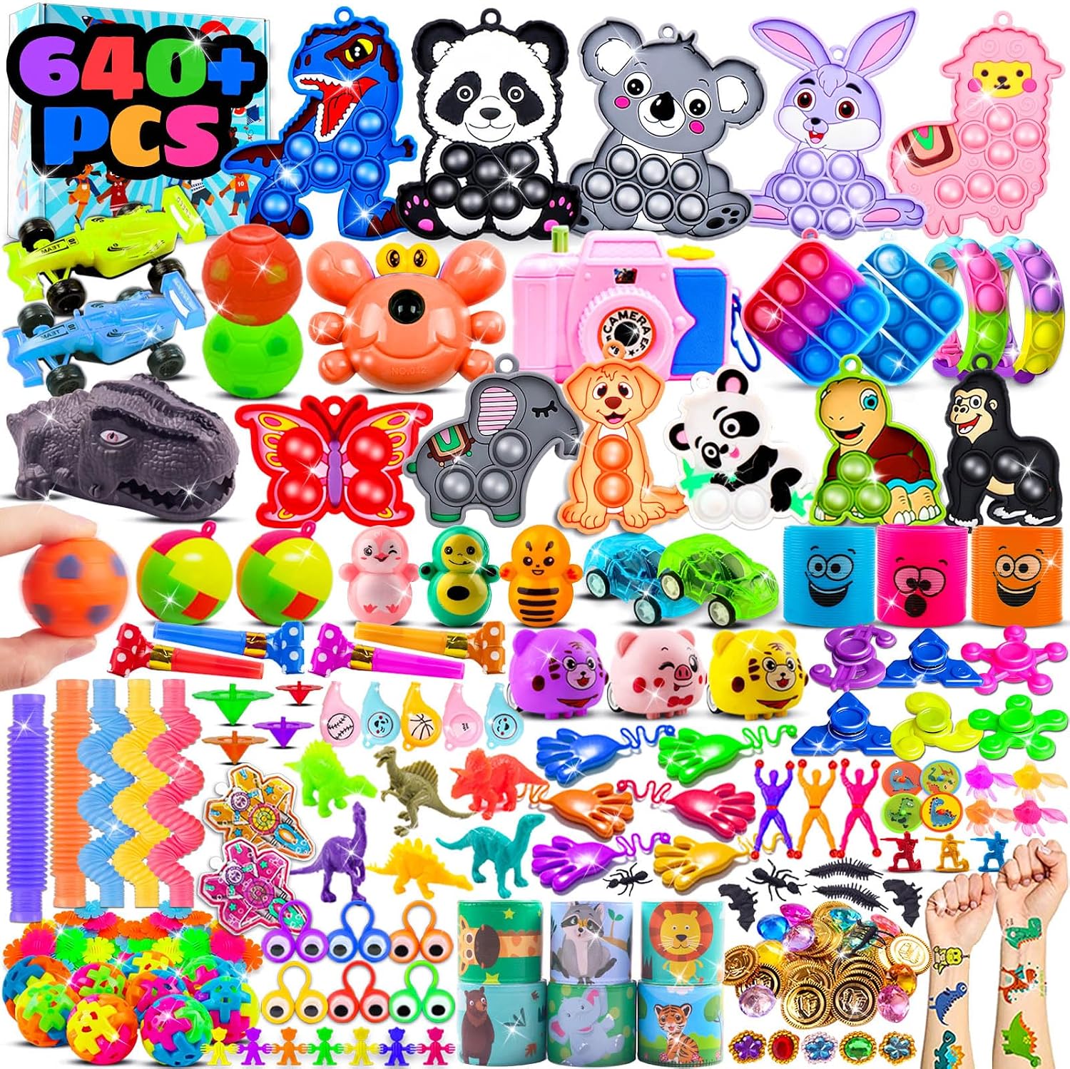 Kiss Monkey 640 PCS Party Favors for Kids, Fidget Toys Bulk, Prize Treasure Box Toys for Classroom, Goodie Bags Stuffers for Kids, Pinata Stuffers for Kids, Birthday Gifts, Carnival Prizes