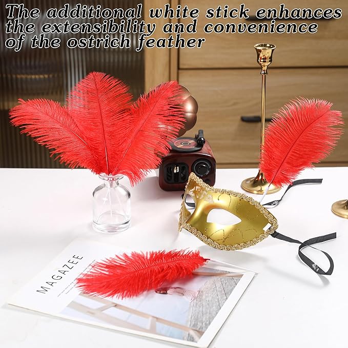 SOGUGOM Red Craft Ostrich Feathers - 30PCS 6-8 Bulk Ostrich Feathers Kit for Kindergarten Crafts, Dream Catchers and Party Centerpieces(Red)