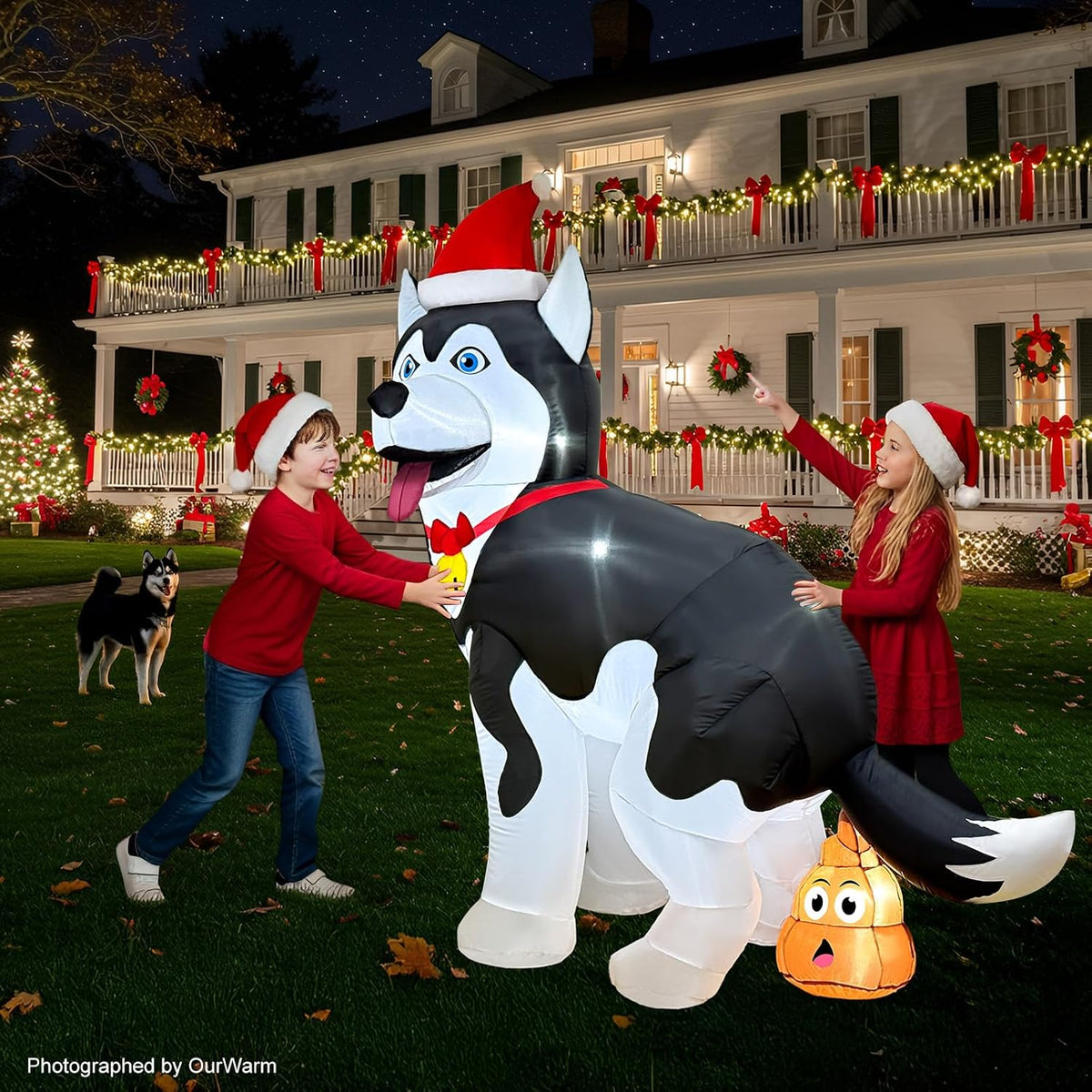 ourwarm 5ft funny christmas inflatables husky outdoor christmas on a desk or shelf