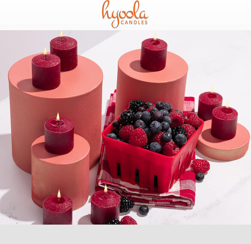 HYOOLA Scented Votive Candles - Berries Votive Candles -12 Hour Burn Time - 9 Pack - European Made