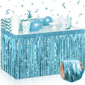 3 Pack 29 x108 Inch Light Blue Foil Fringe Table Skirts Metallic Banner for Tinsel Streamer Garland Backdrop for Parade Floats Wedding Thanksgiving Birthday Christmas New Year Party Decoration