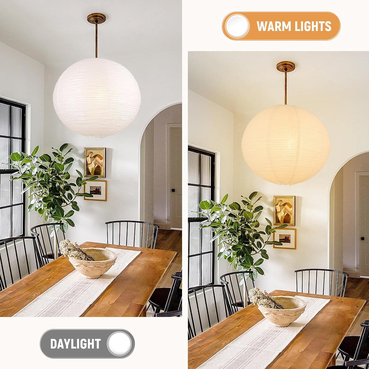 White Round Paper Lantern Lampshade set of 2, 20"x20'' Large Pap...