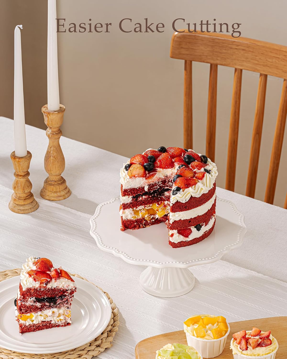 10 Inch Cake Stand, Relief Round Dessert Cake Stand for 8 Inch Cake