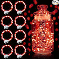 Aogist Led Fairy Lights 3 Modes Battery Operated String Lights Waterproof Silver Wire 7 Feet Firefly Starry Moon Mason Jar Lights for DIY Wedding Party Christmas (Red, 8 Pack)