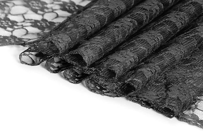 MDS Pack of 20 Wedding 12 x 108 inches Lace Table Runner for Wedding, Decorations for Birthday Parties, Banquets, Graduations, Engagements, and Runners fit Rectangle, Round Table- Black