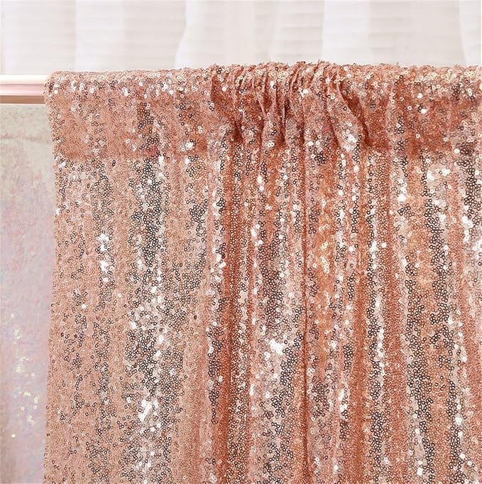 Eternal Beauty Rose Gold Sequin Backdrop, 20x10 Ft Glitter Background Curtains for Shimmer Photography Party Wedding Birthday Back Drop Decor