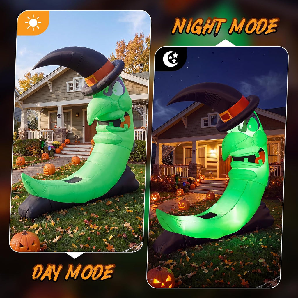 9ft green witch moon halloween inflatables outdoor decorations, package contents