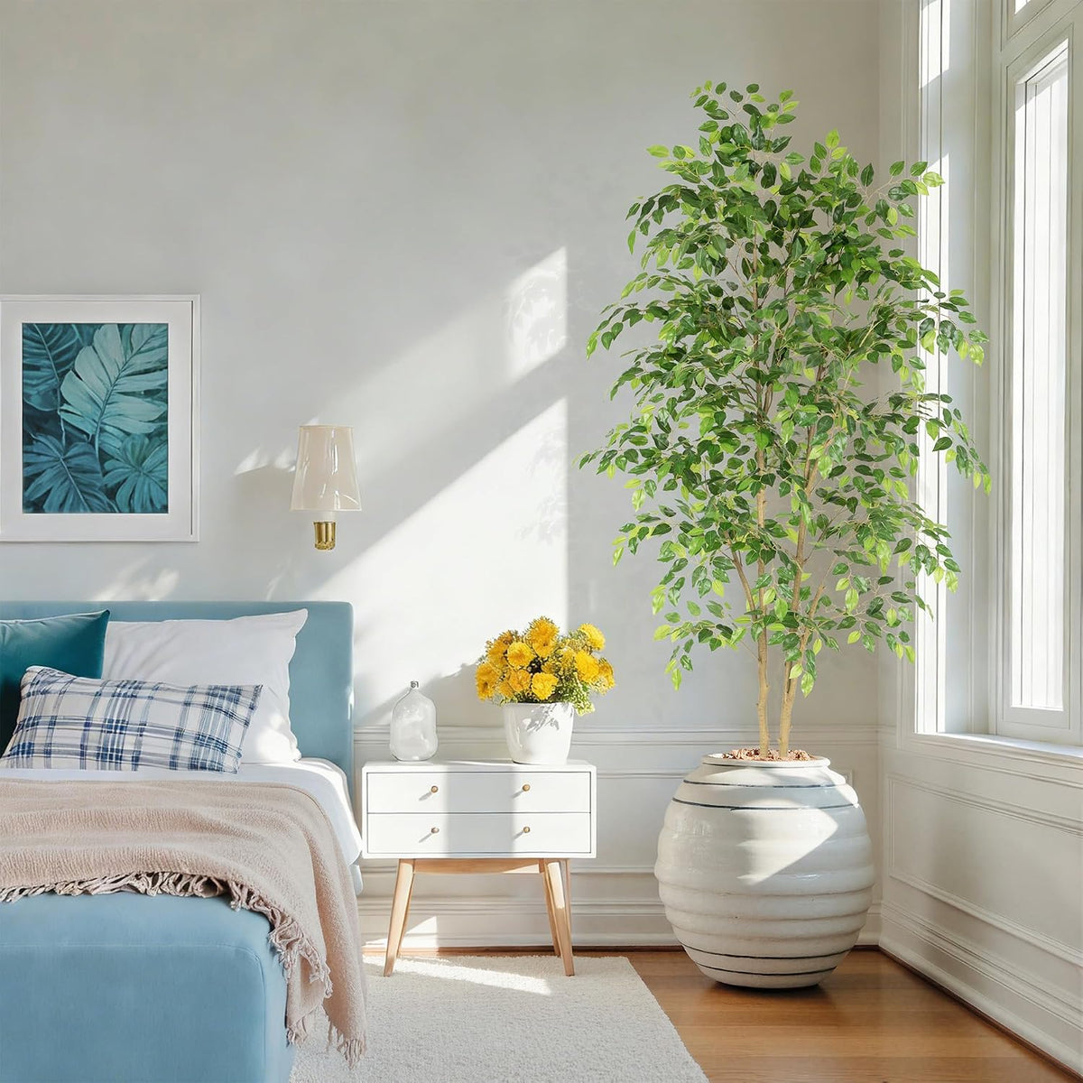 Nafresh Tall UV Resistant Ficus Tree Artificial，6ft(72in) Faux Ficus Tree wit...