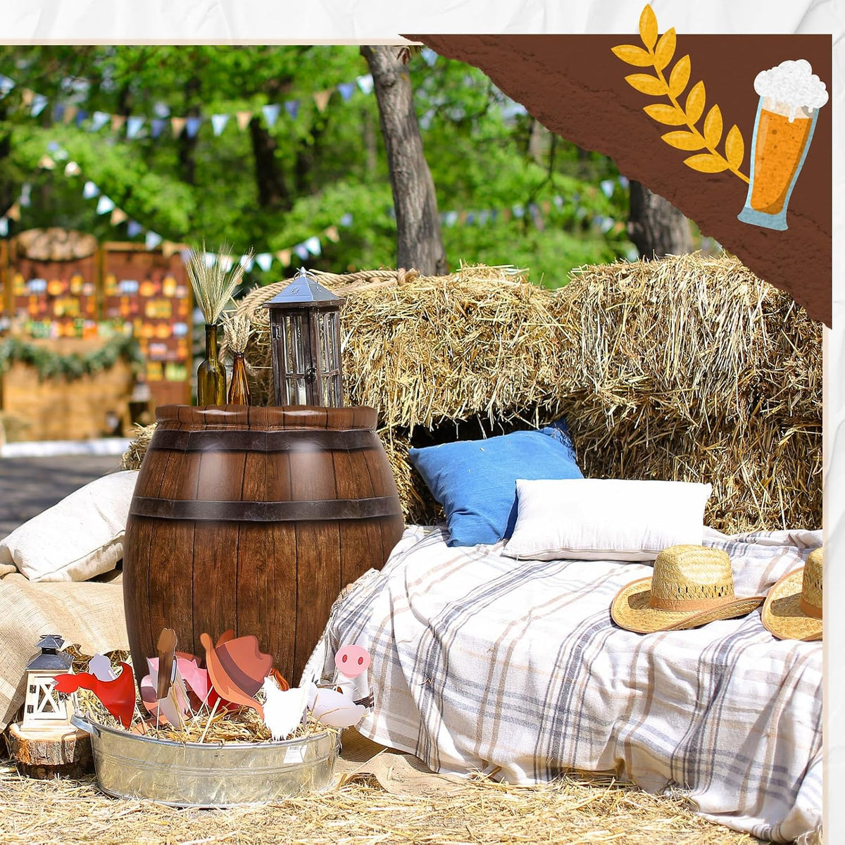 Civaner 2 Pcs Western Cowboy Party Decoration, PVC Inflatable Pirate Barrels ...