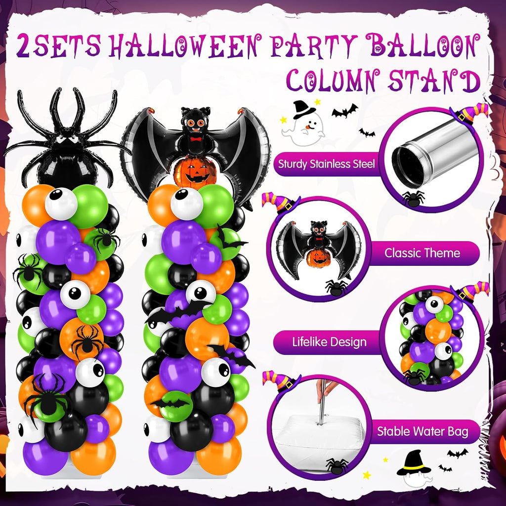 kasyat 2 sets halloween balloon column kit, bat, package contents