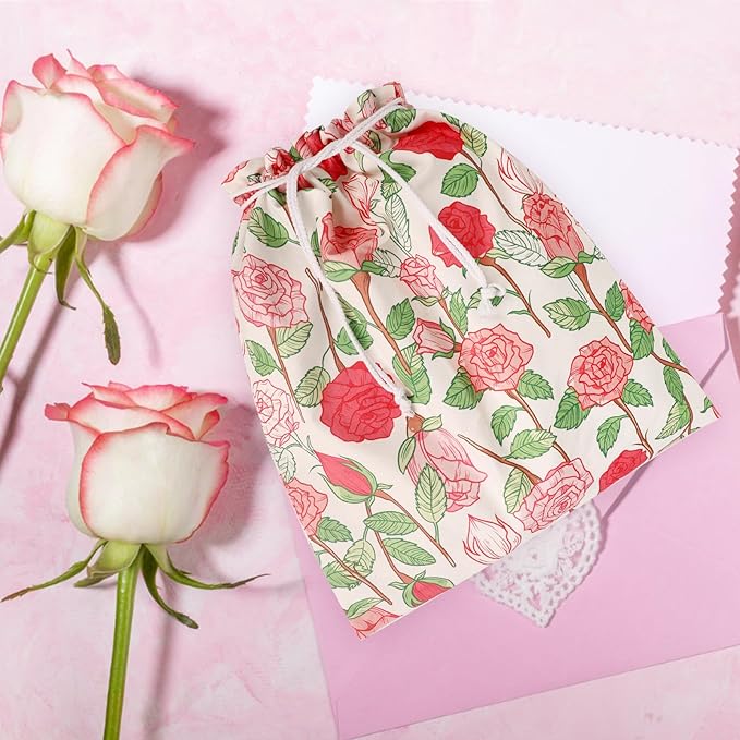 Drawstring Gift Bags,Extra Large 24"x 20" | Premium Canvas Storage Bags | Reusable Fabric | Perfect for Baby Showers,Birthday Parties | Rosy