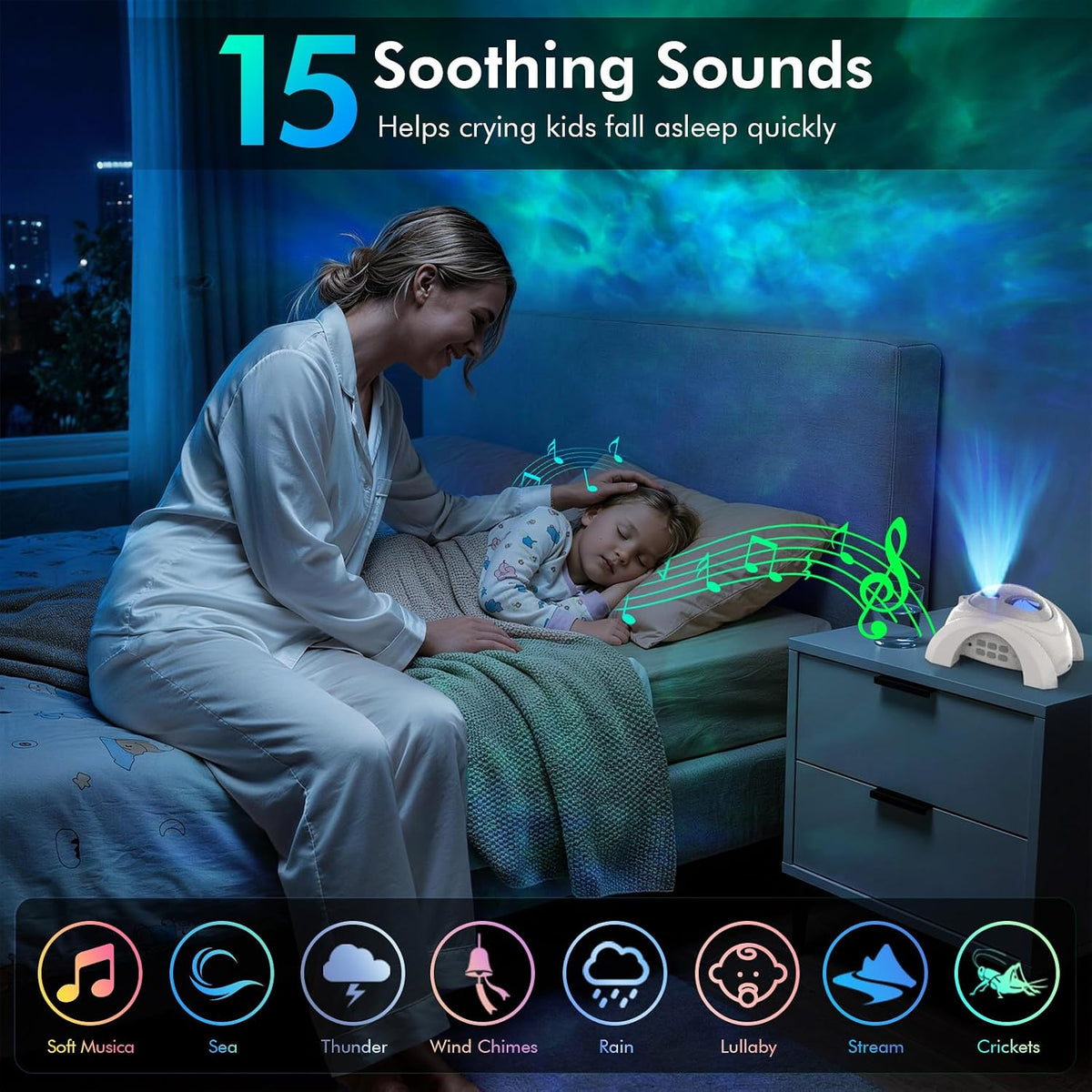 Rossetta Dual Lens Galaxy Star Aurora Projector Night Light for Bedroom