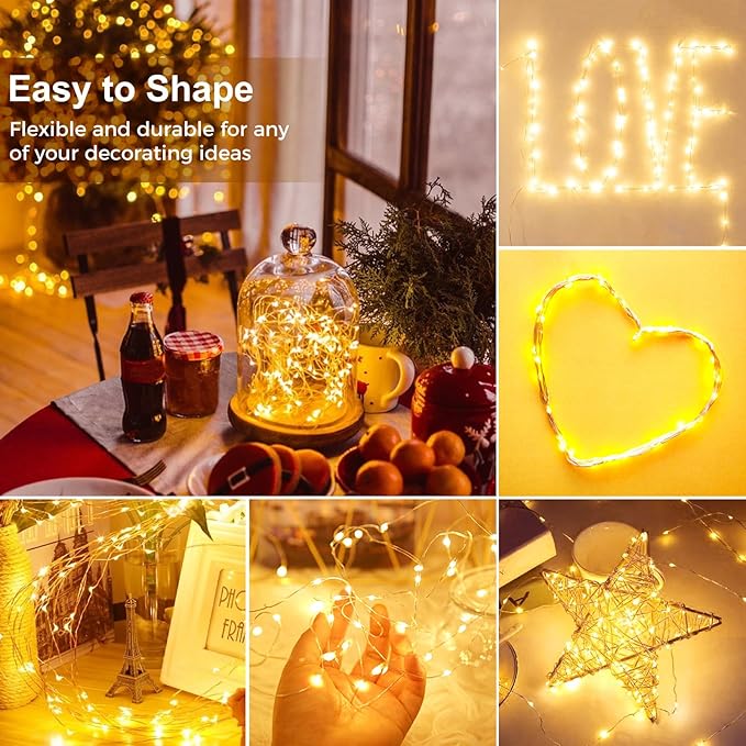 kolpop 12 Pack LED Fairy Lights Battery Operated, Mini Twinkle String Lights Battery Powered Waterproof for Christmas Mason Jars Party,2 Colors