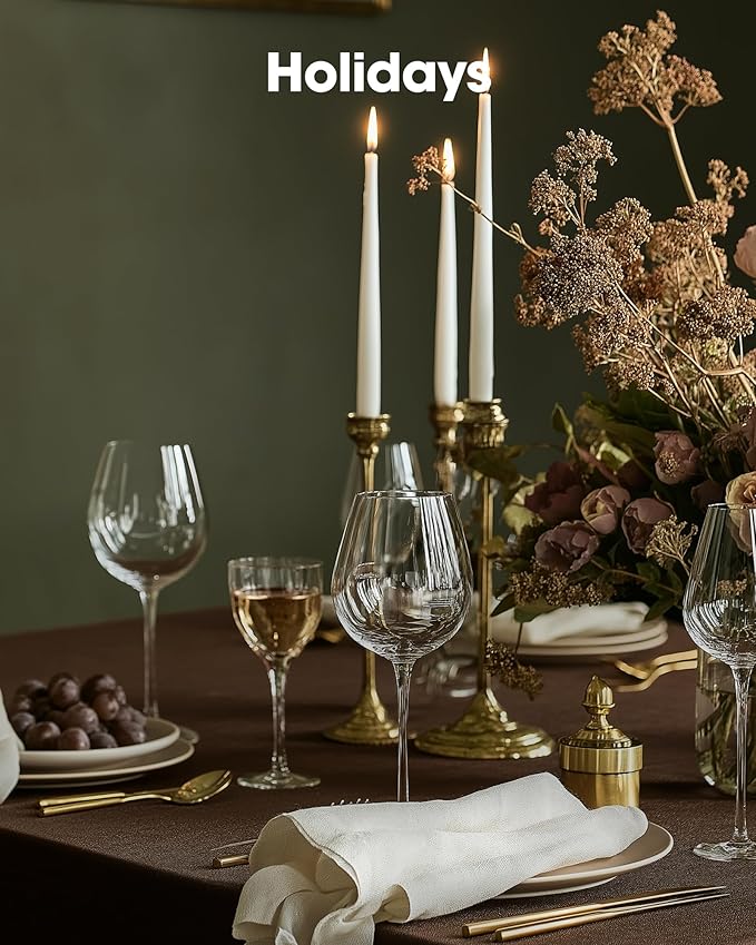 Pureegg Plastic Table Cloth Disposable 10 Pack, 54 x 108 Inch Table Cloths, Party, Thanksgiving Decorations, Harvest, Fall Tablecloths, Rectangle, Plastic Cover, Leakproof & Sturdy, Brown