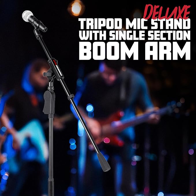 Gator Frameworks Deluxe Tripod Microphone Stand with Clutch Height Adjustment and Single Section Boom Arm (GFW-MIC-2110)