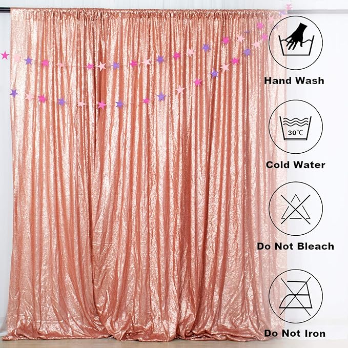 ShiDianYi Blush Curtain Backdrop 4FTx6FT Sequin Photo Backdrops Sparkle Curtains for Backdrop Event&Parties Background Shimmer Fabric Drapery