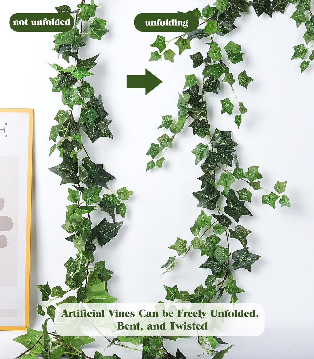 recutms 6strand artificial ivy greenery garland silk fake showing dimensions