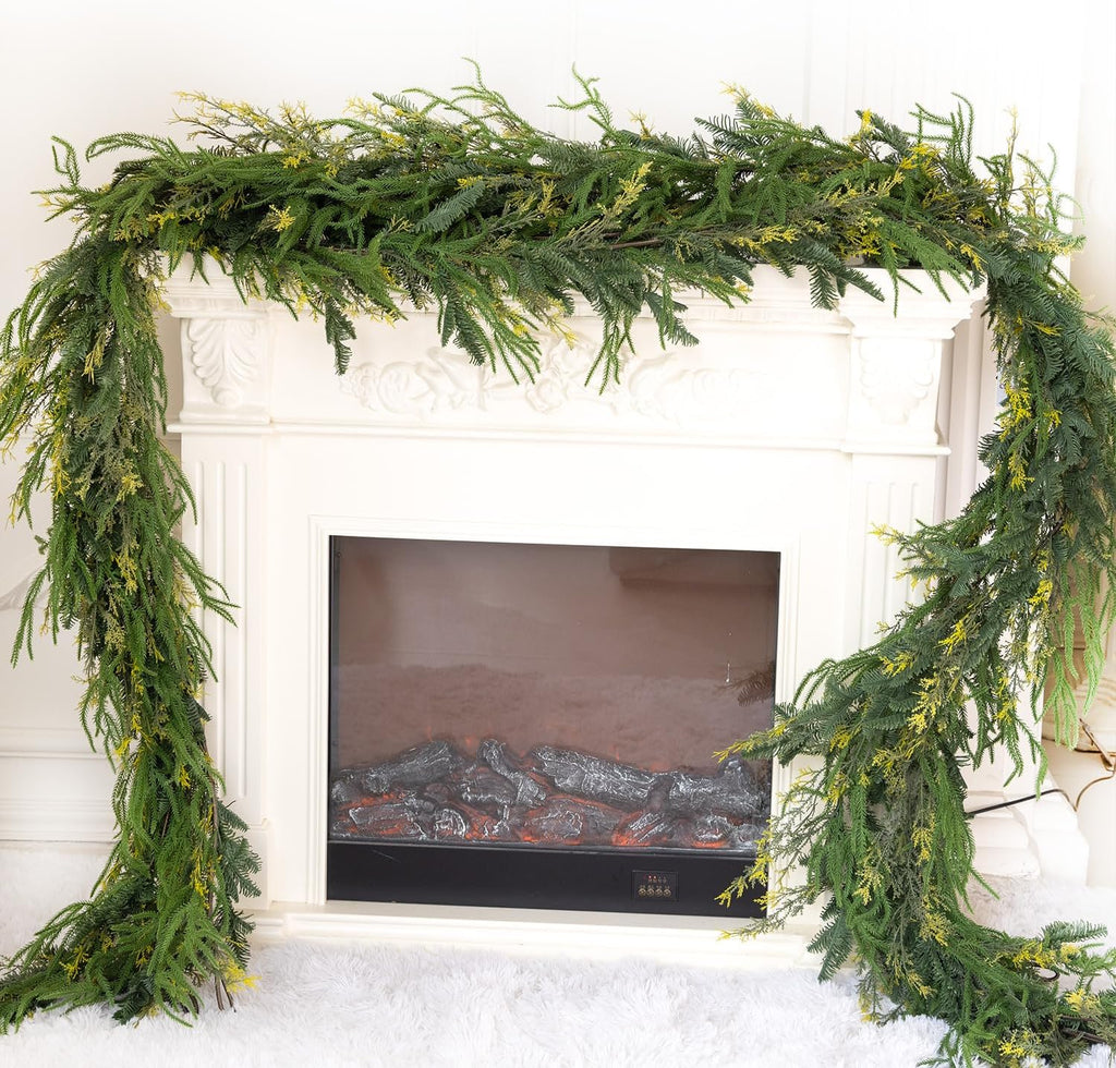 9ft handmade christmas garland,artificial cypress cedar pine needles, main product view