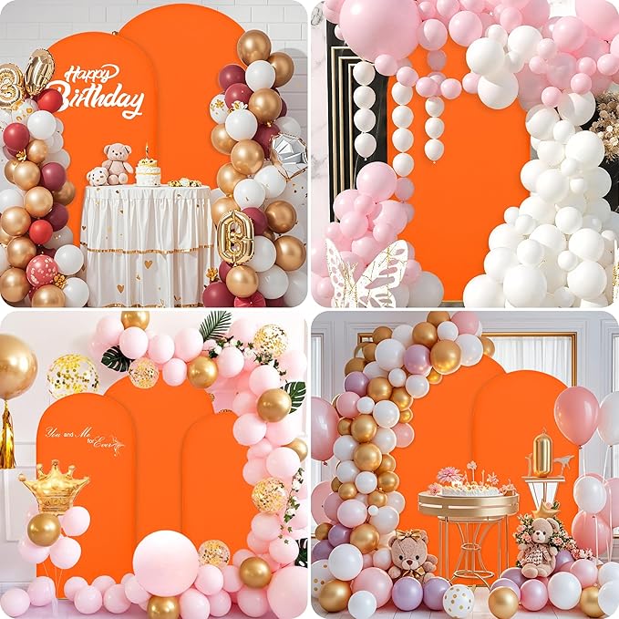 7.2FT Wedding Arch Covers Arch Backdrop Cover Arch Stand Covers Set Arch Cover Spandex Fabric Stretchy Backdrop for Wedding Birthday Party Decoration Baby Shower (Candy Orange)