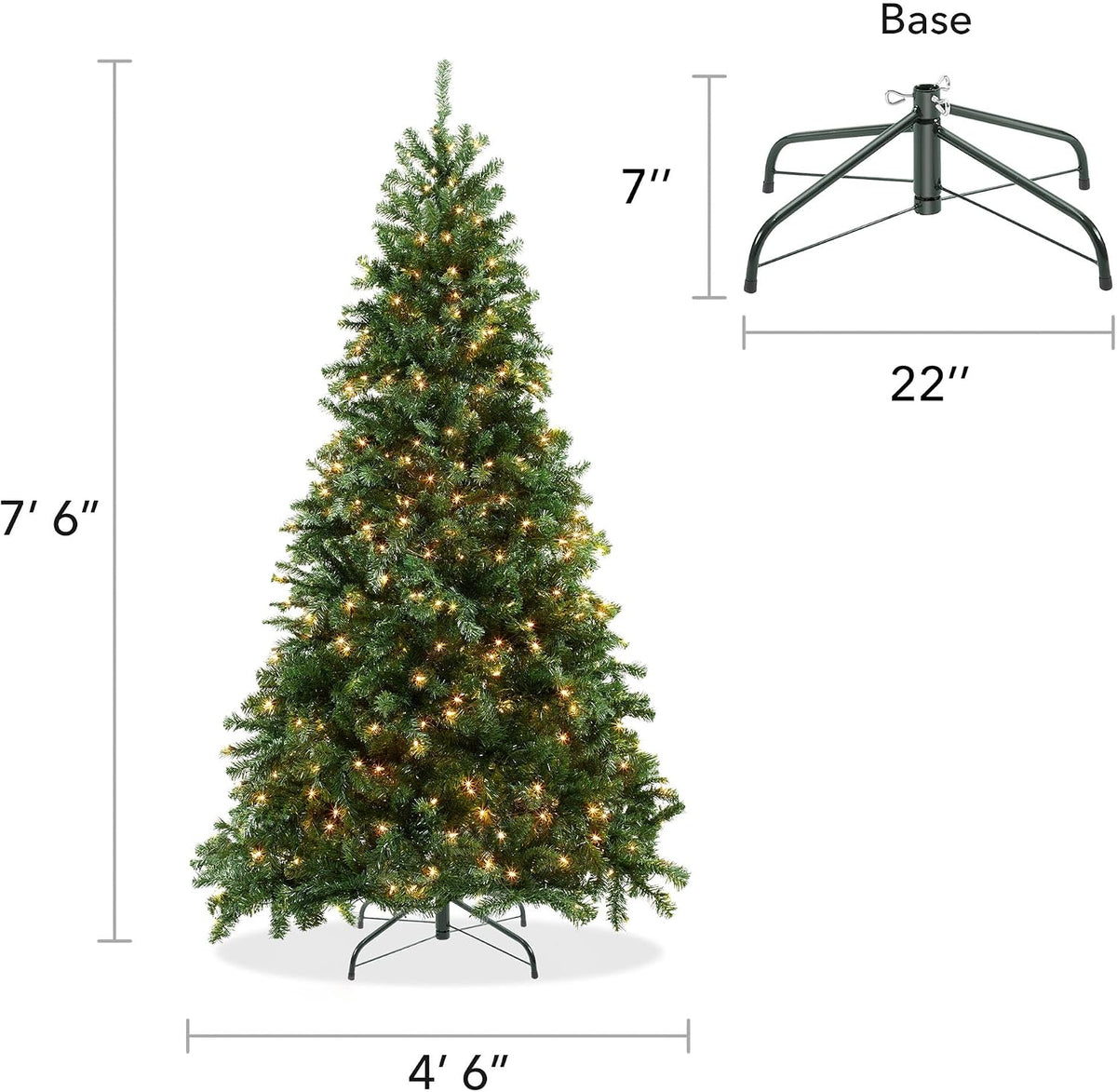 casafield 7.5ft realistic pre-lit green spruce artificial holiday, package contents