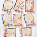 Saypacck 24 Pcs Groovy Boho Hippie Party Favors Wooden Painting Craft Kits Birthday Party Supplies with Organza Bag for Goodie Bags Fillers Adult Thank You Gifts