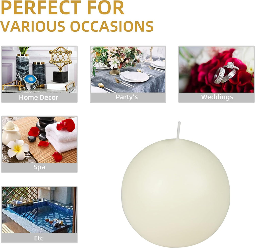 4 Inch Pale Ivory Ball Candles