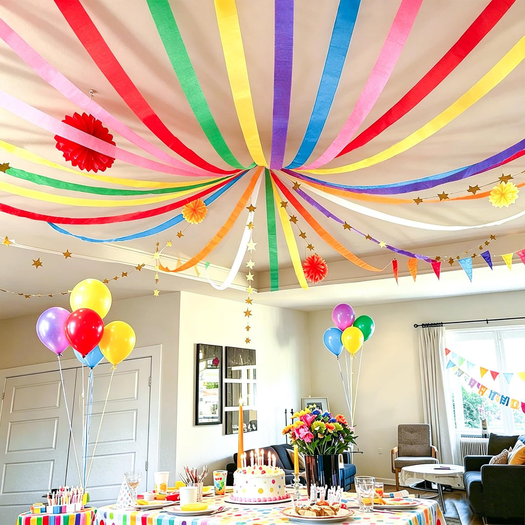 8 Rolls Crepe Paper Streamers in 8 Colors, Wedding Birthday Baby Shower Graduation Colorful Candyland Party Decoration Backdrop, Rainbow DIY Supplies, Colored Living Room Bedroom Decor, Art Crafts