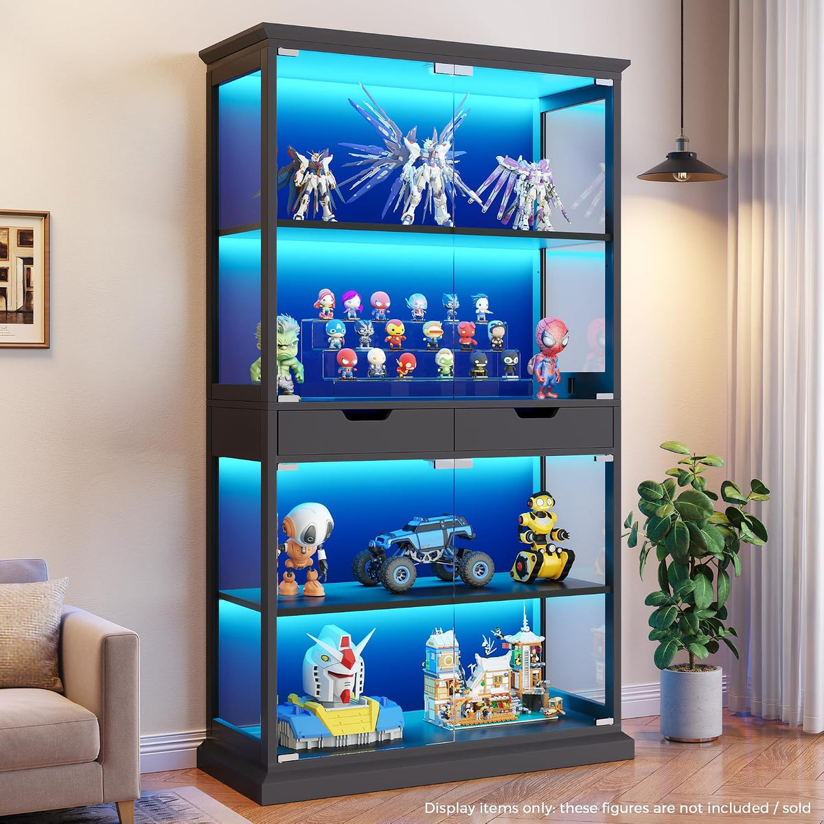 jocoevol display cabinet with glass doors, 68'' tall, main product view