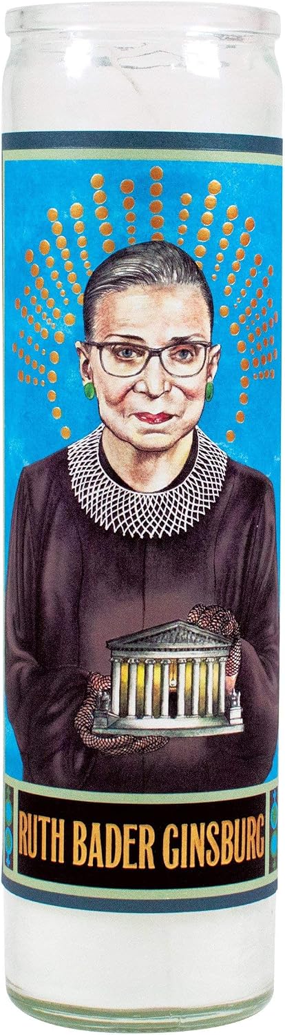 The Unemployed Philosophers Guild Ruth Bader Ginsburg Secular Saint Candle - Unscented 8 Inch Tall Glass Prayer Votive, Made in the USA