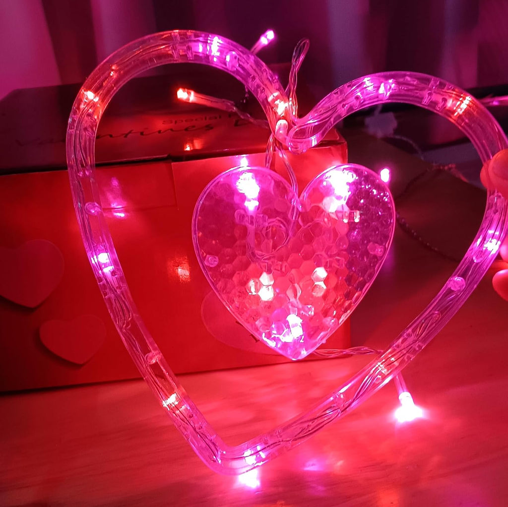 Efunly Valentines Day Decor Lights,138 LED 12-Heart-Shaped String Lights Waterproof,8 Modes Connetable 29V Plug in Curtain Lights for Kids Bedroom Wedding Party Valentines Day Decoration (Red+Pink)