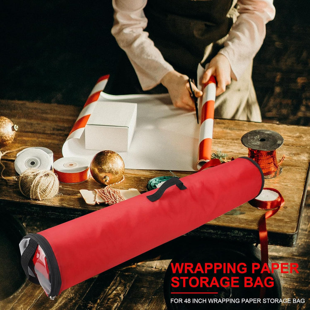 Gift Wrapping Storage - Wrapping Paper Organizer Storage, Cylindrical Gift Wrap Rolls, Organize with Clear Window | Craft Organizer for 48 Inch Standard Rolls Paper, Bows, and Ribbons