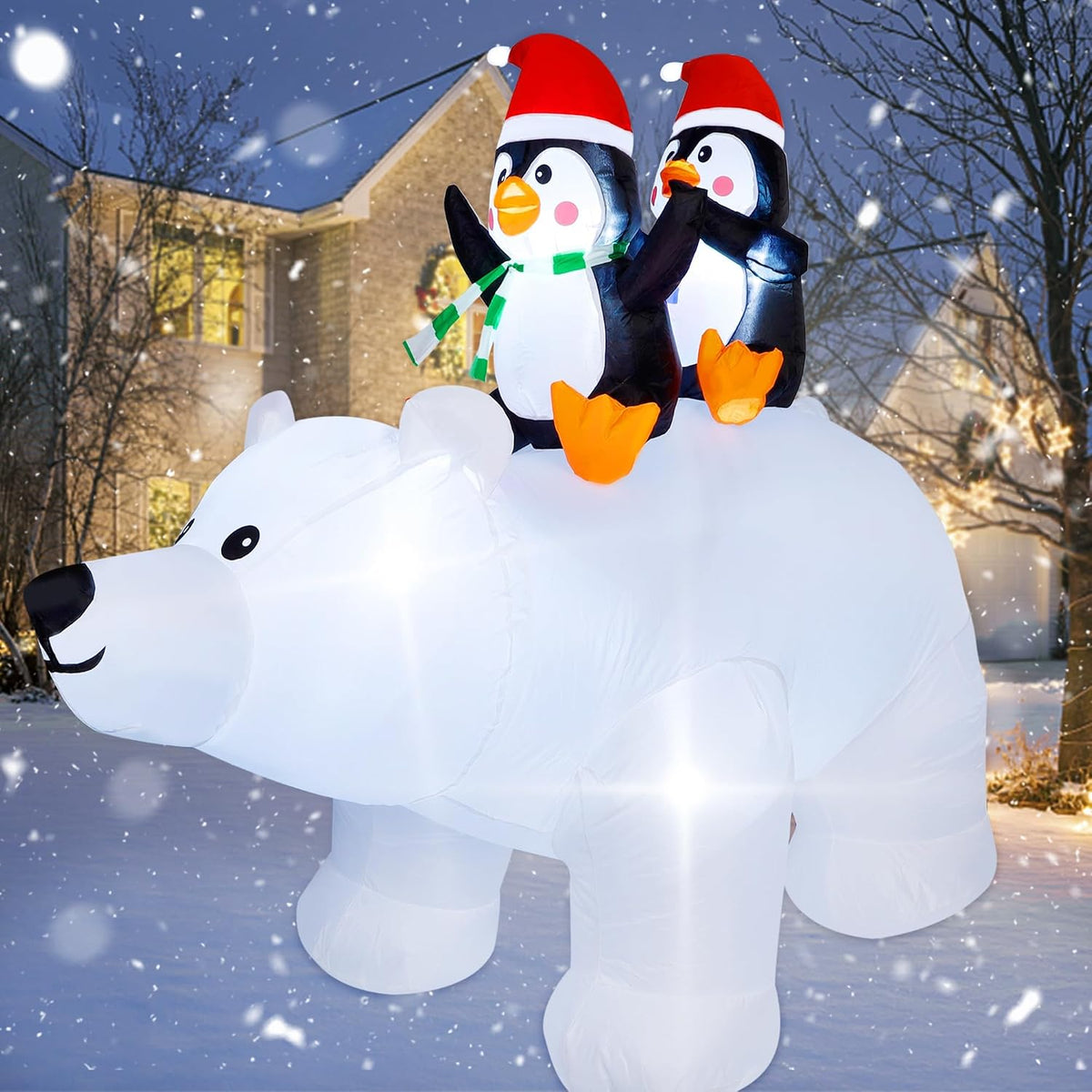 sand mine 6.5 foot tall christmas inflatable penguins, main product view