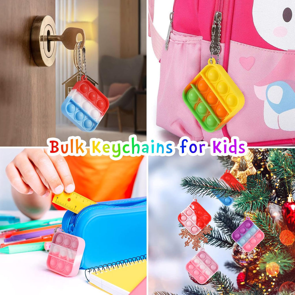 Kids Party Favors Fidget Toys Bulk 30 Pack Mini Pop Fidget Keychain Its Birthday Party Favors for Kids 4-8,8-12 Small Classroom Prizes It Back to School Gifts for Students from Teacher